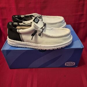 Hey Dude Men's White and Black Shoes